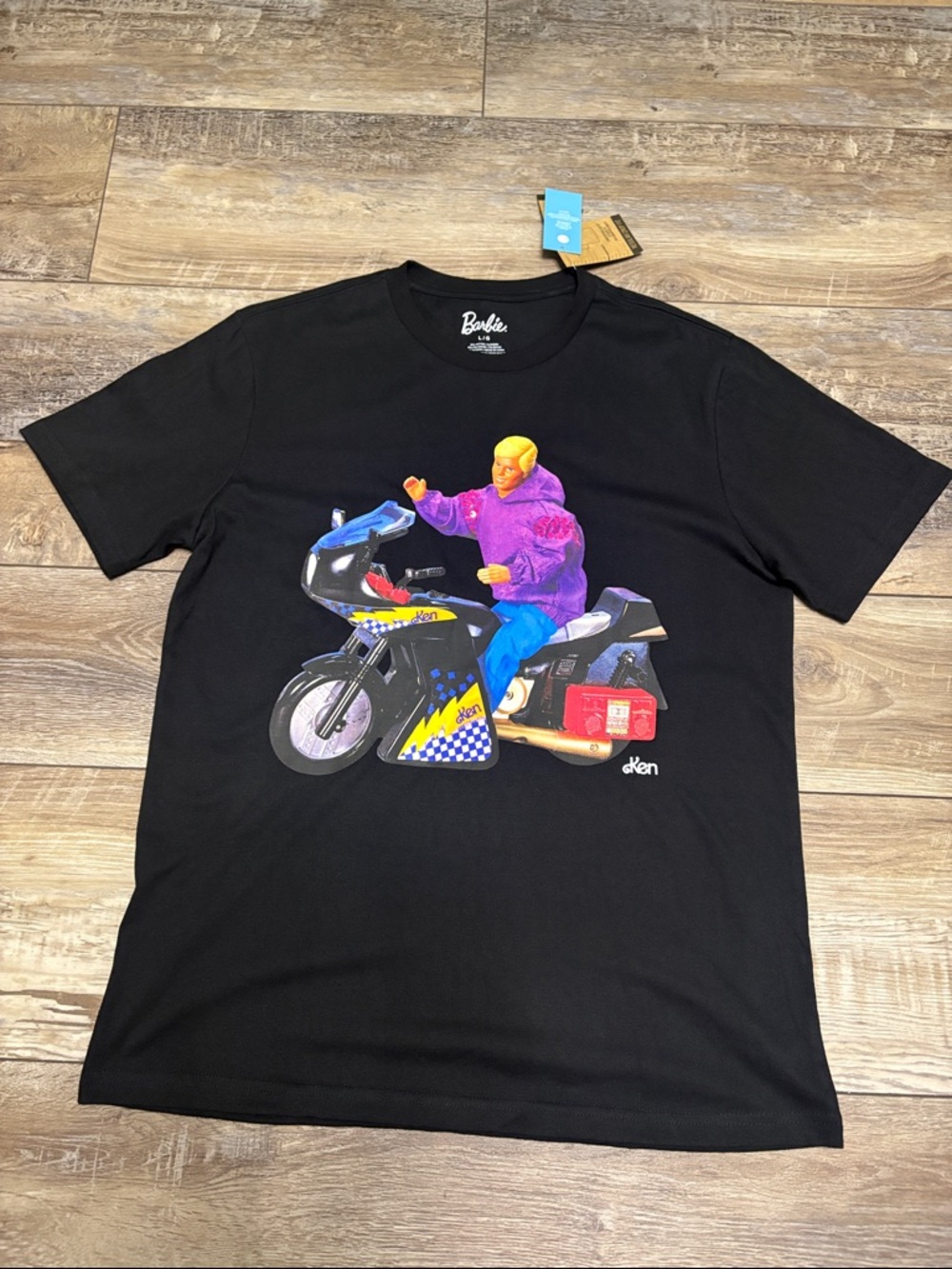NWT 90s Mattel Ken Barbie Motorcycle T Shit Black Large